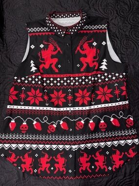 BlackMilk Krampus Business Time Button Shirt, Size XL